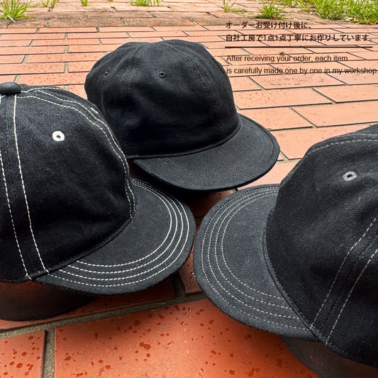 Black×Black Selvedge Denim BB cap fabric from KURASHIKI JAPAN