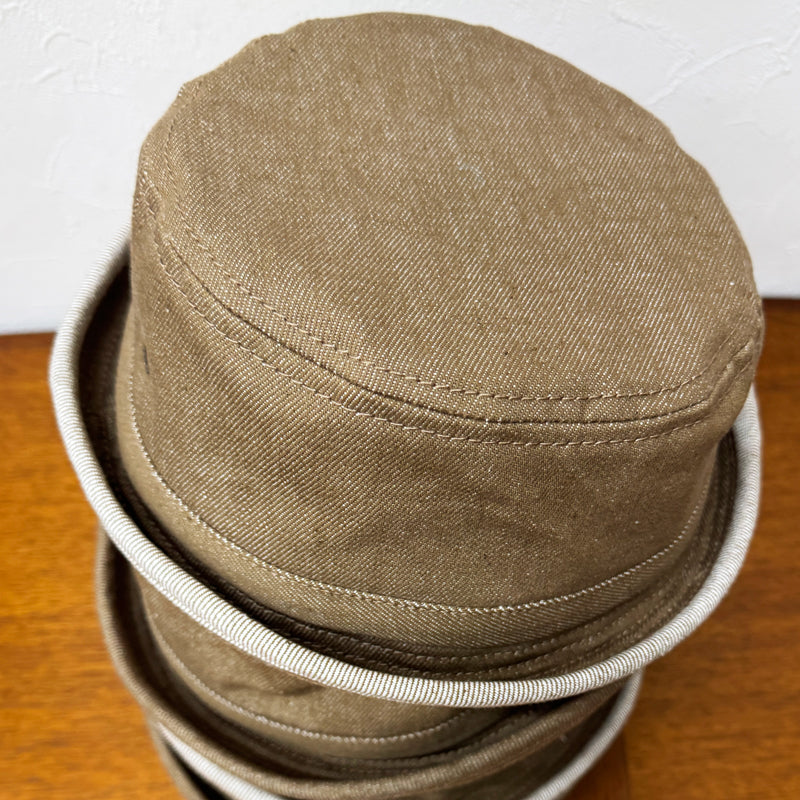 D AND H PORK PIE HAT 14oz brown-beige denim fabric 6 Sizes