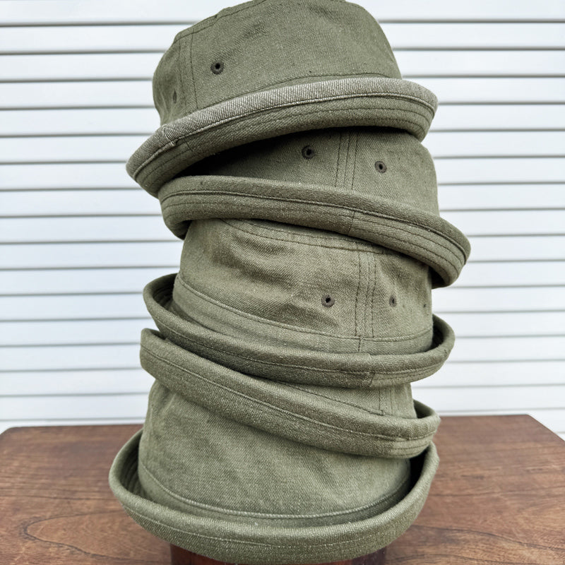 D AND H PORK PIE HAT 12oz Dull Olive Selvedge Raw Denim 6 Sizes