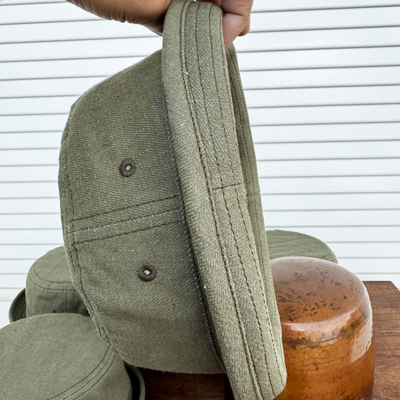 D AND H PORK PIE HAT 12oz Dull Olive Selvedge Raw Denim 6 Sizes