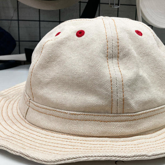 D AND H ARMY HAT Kurashiki Canvas bio-washed fabric IVORY BEIGE