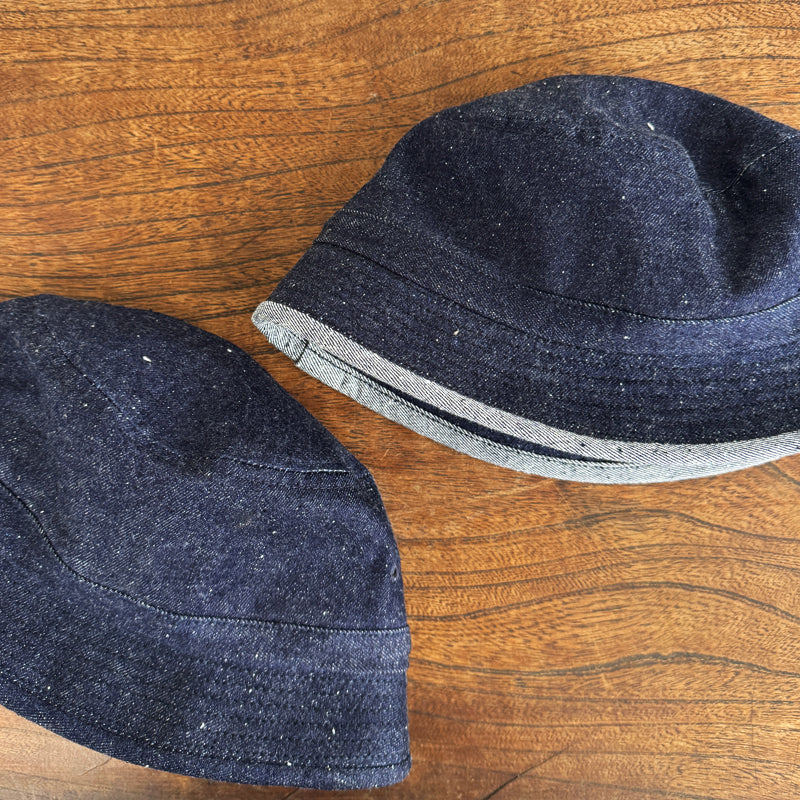 D AND H PORK PIE HAT 12oz selvedge denim fabric with neps 6 Sizes