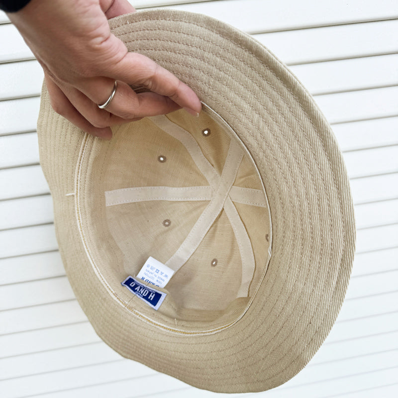 D AND H 13oz Beige Left Twill Denim Hat fabric from kurashiki