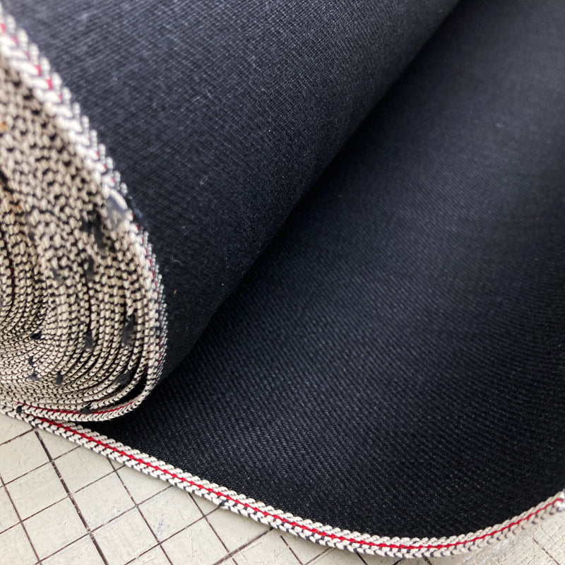 D AND H 14oz black denim army hat fabric from kurashiki