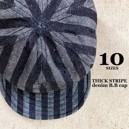 Thick Stripe denim BB cap fabric from Kurashiki Japan