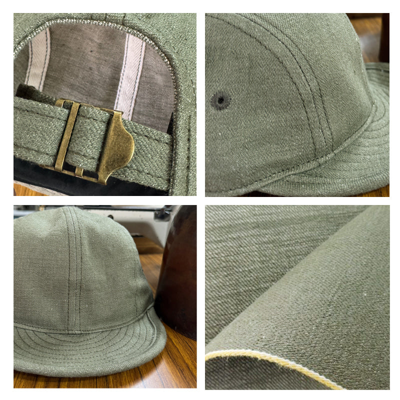 D AND H 12oz selvedge dark olive army raw denim 4panels jet cap fabric from IBARA JAPAN