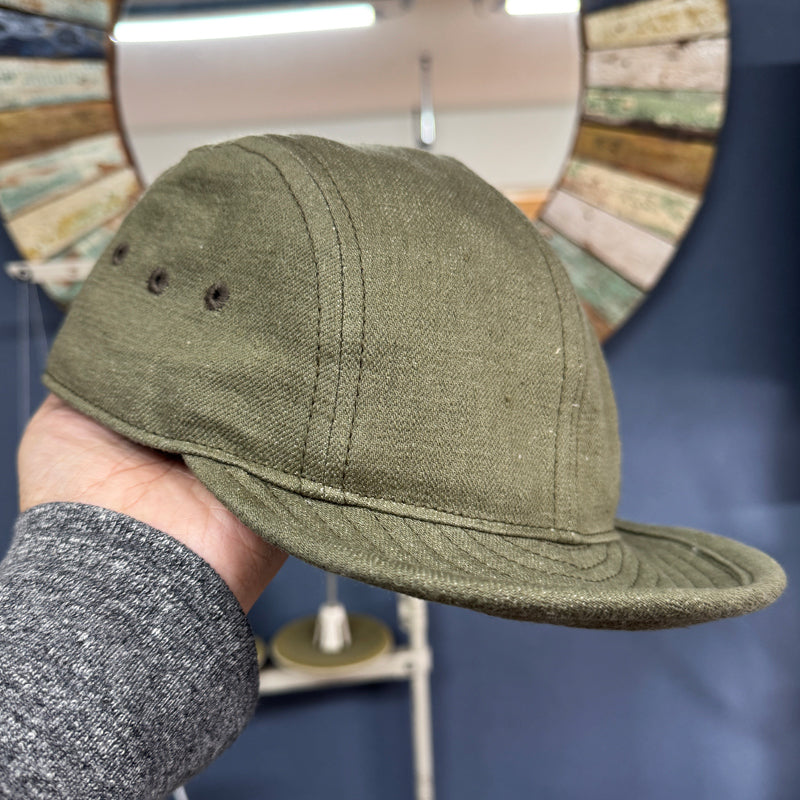 D AND H 12oz selvedge dark olive army raw denim 4panels jet cap fabric from IBARA JAPAN