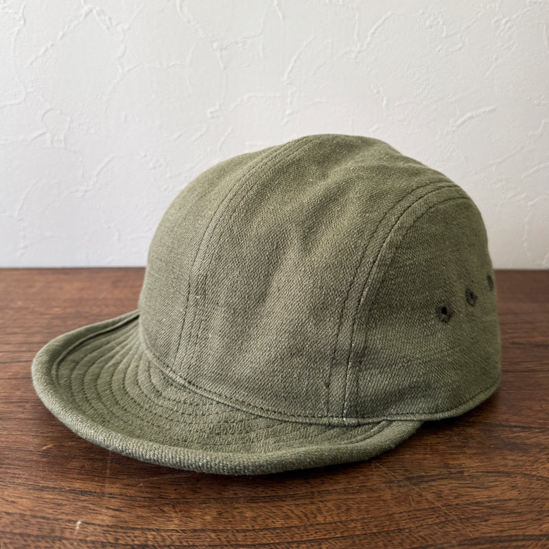 D AND H 12oz selvedge dark olive army raw denim 4panels jet cap fabric from IBARA JAPAN