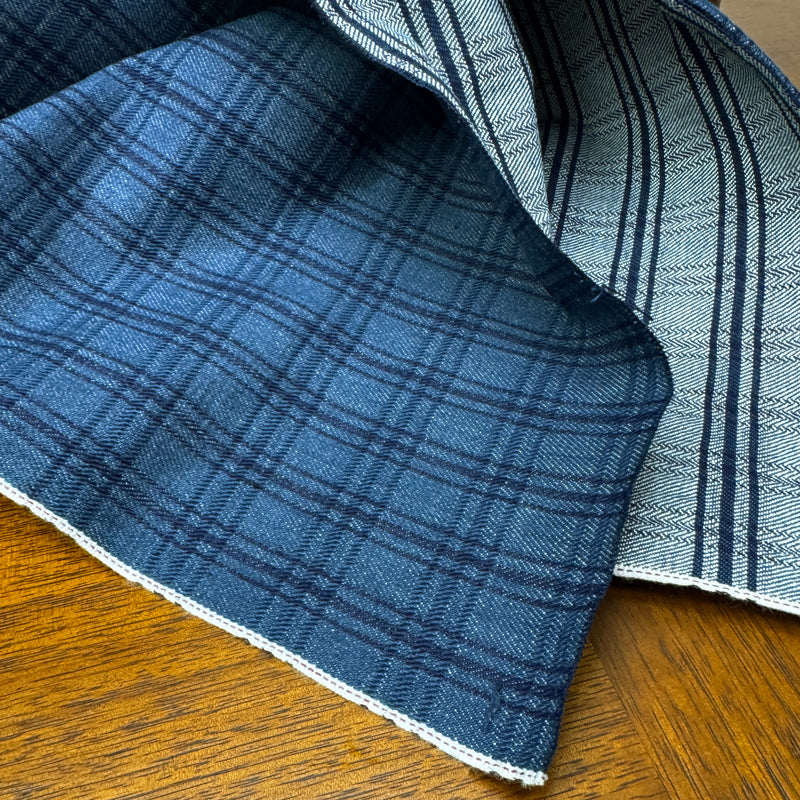 D AND H Navy check selvedge denim BB cap fabric from KURASHIKI JAPAN