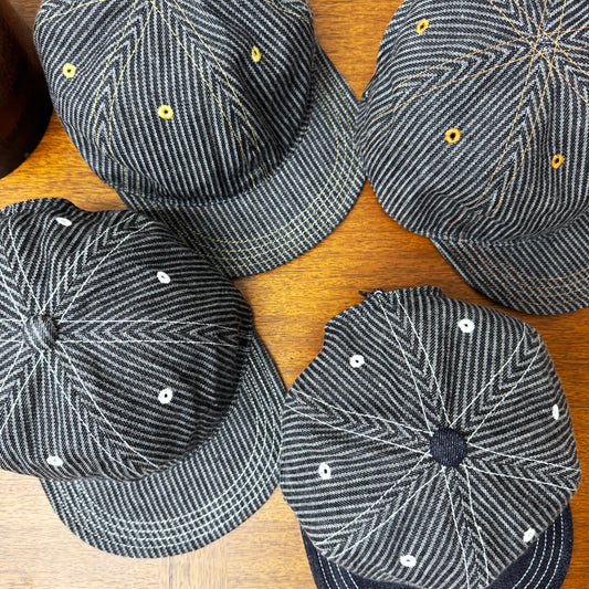 D AND H gray and black hickory denim BB cap fabric from KURASHIKI JAPAN
