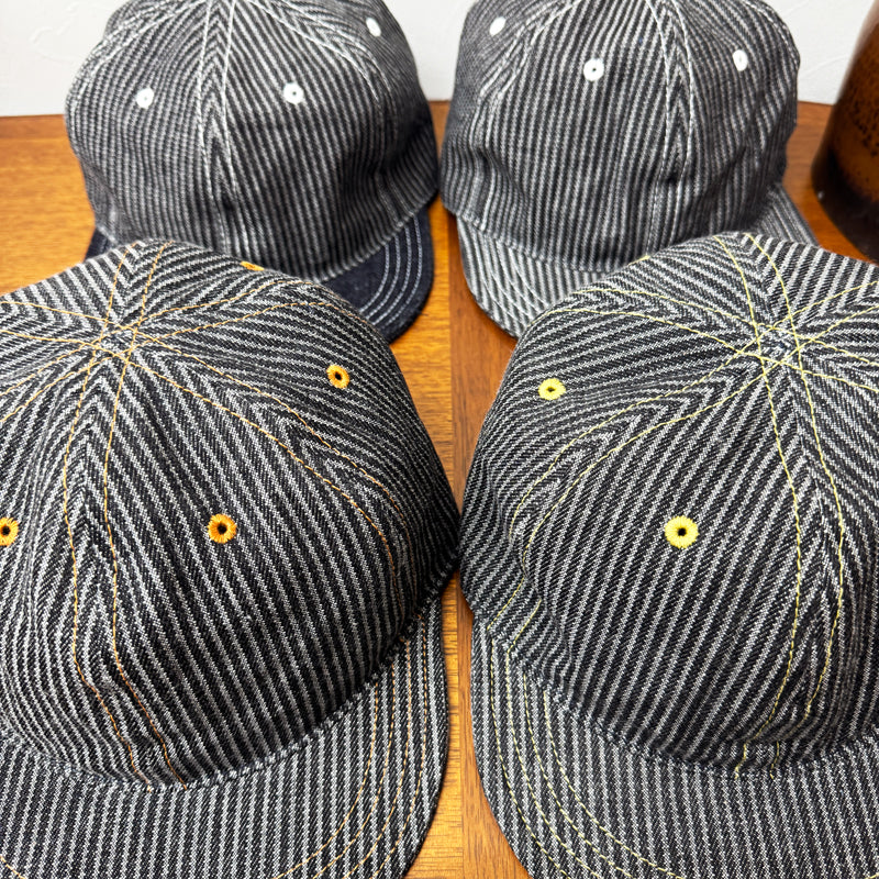 D AND H gray and black hickory denim BB cap fabric from KURASHIKI JAPAN