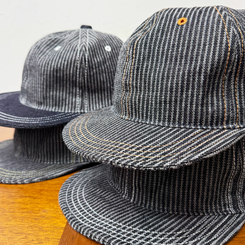 D AND H gray and black hickory denim BB cap fabric from KURASHIKI JAPAN