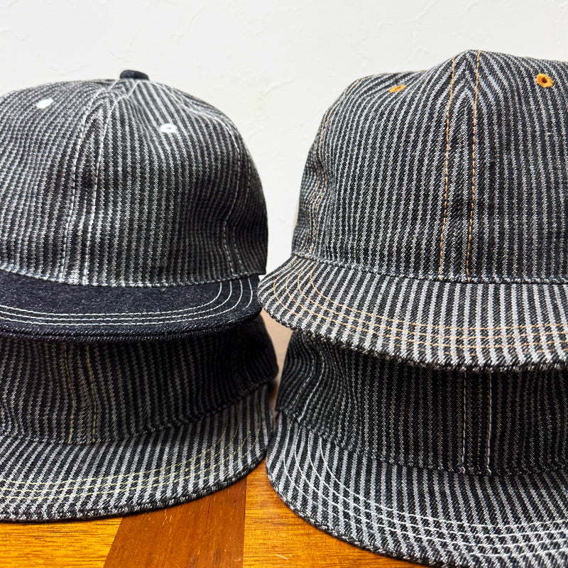 D AND H gray and black hickory denim BB cap fabric from KURASHIKI JAPAN