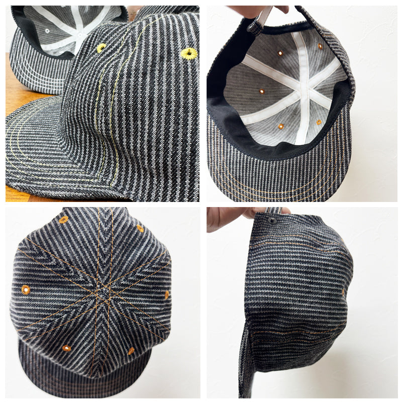 D AND H gray and black hickory denim BB cap fabric from KURASHIKI JAPAN