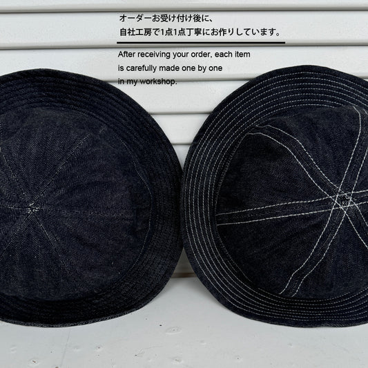 D AND H 12.5oz New Black Denim army hat fabric from kurashiki