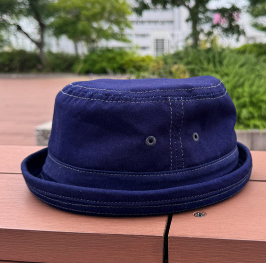 D AND H Natural Indigo Dyed Oxford Fabric Pork Pie Hat  Japan fabric