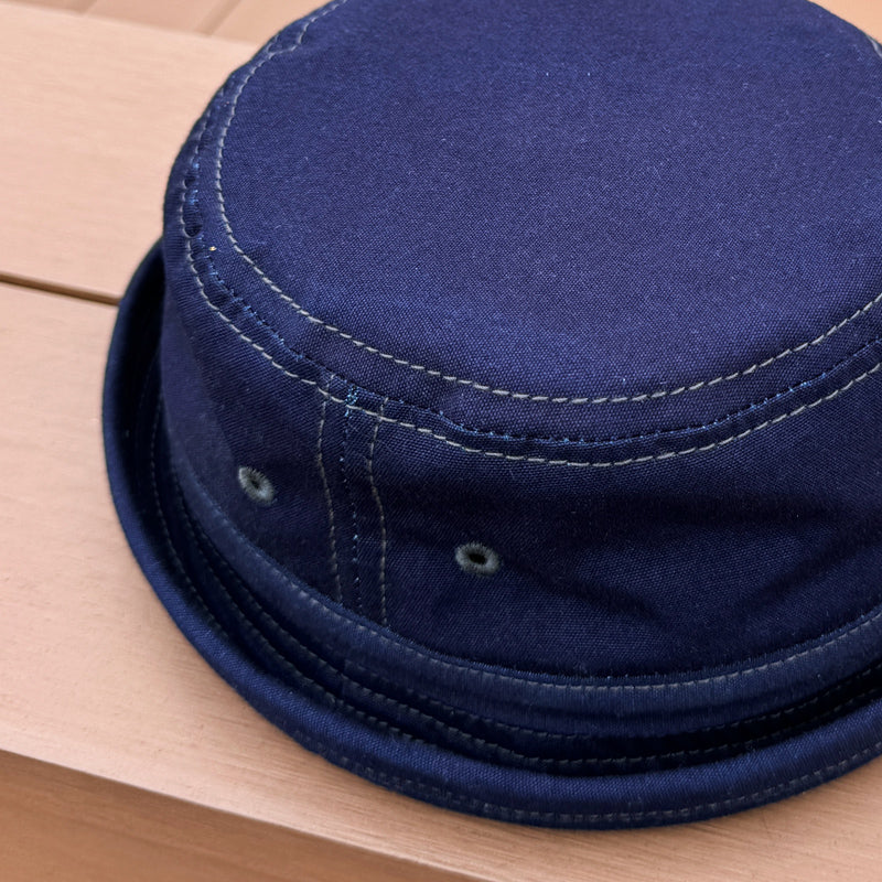 D AND H Natural Indigo Dyed Oxford Fabric Pork Pie Hat  Japan fabric