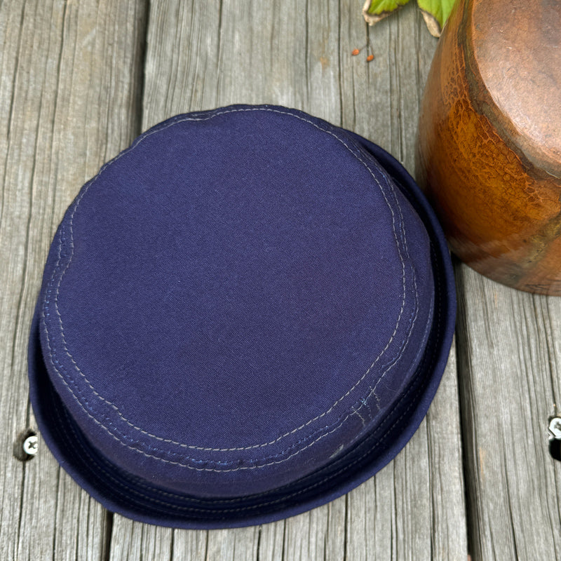 D AND H Natural Indigo Dyed Oxford Fabric Pork Pie Hat  Japan fabric