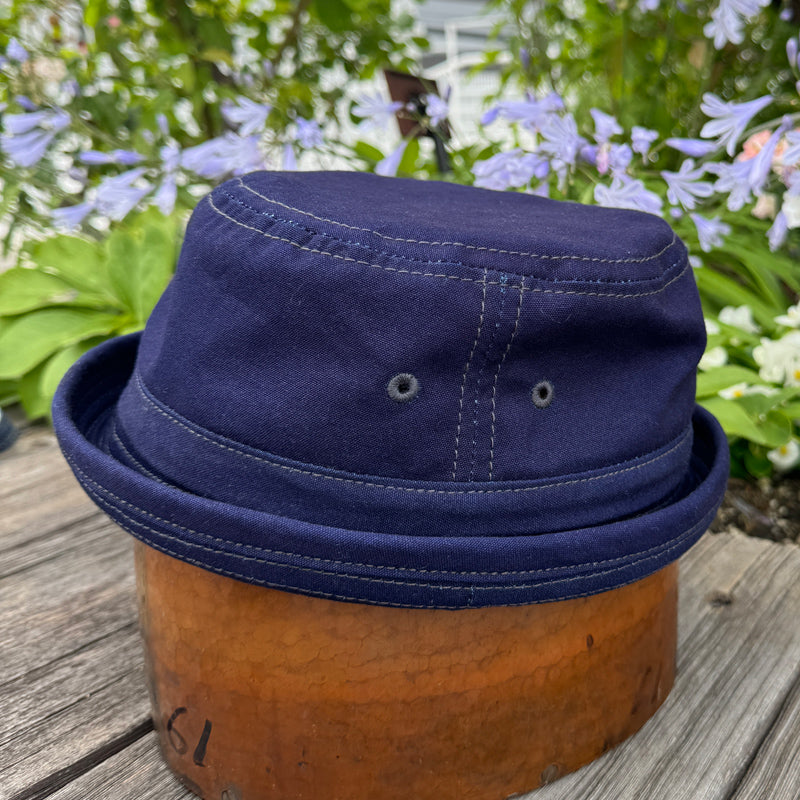 D AND H Natural Indigo Dyed Oxford Fabric Pork Pie Hat  Japan fabric