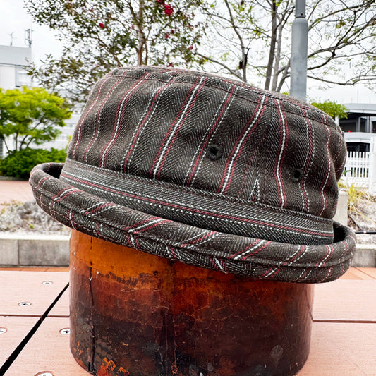 D AND H PORK PIE HAT 11oz Herringbone Stripe denim fabric 6 Sizes