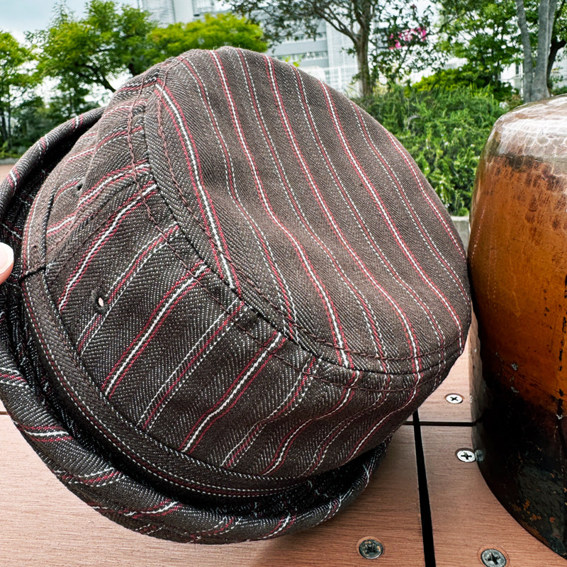 D AND H PORK PIE HAT 11oz Herringbone Stripe denim fabric 6 Sizes