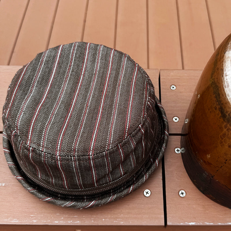 D AND H PORK PIE HAT 11oz Herringbone Stripe denim fabric 6 Sizes