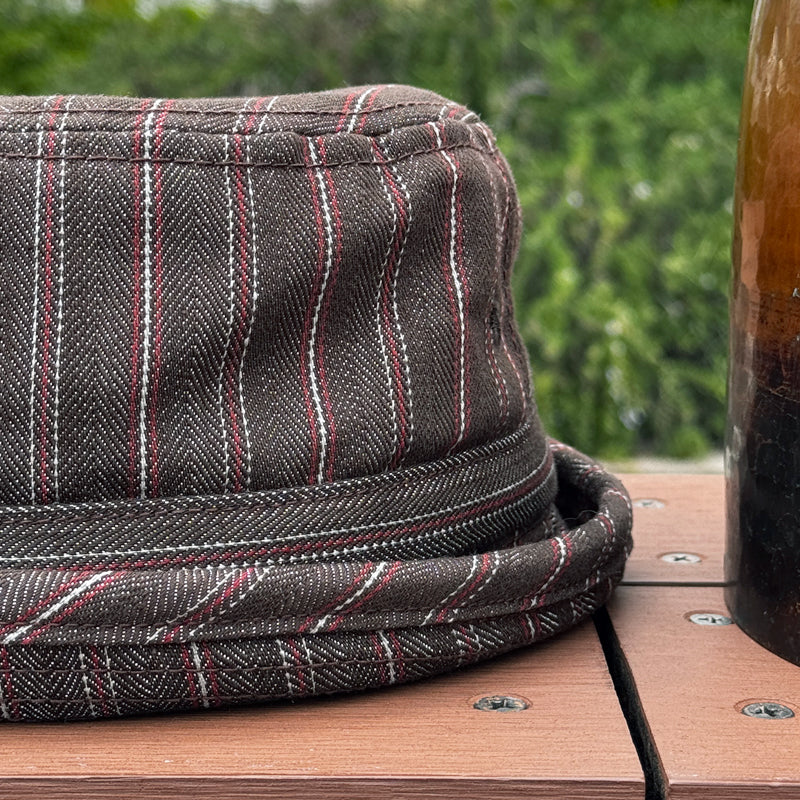 D AND H PORK PIE HAT 11oz Herringbone Stripe denim fabric 6 Sizes