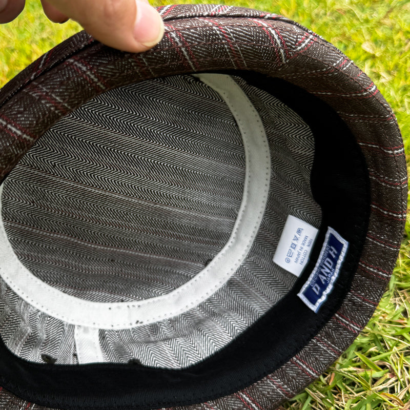 D AND H PORK PIE HAT 11oz Herringbone Stripe denim fabric 6 Sizes