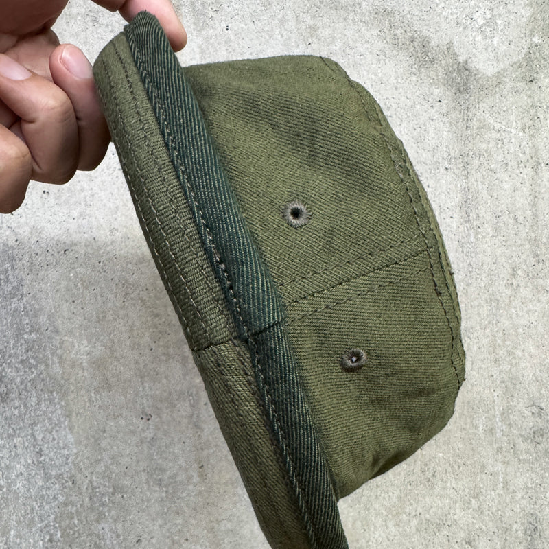 D AND H PORK PIE HAT 12oz mos green selvedge denim fabric 6 Sizes