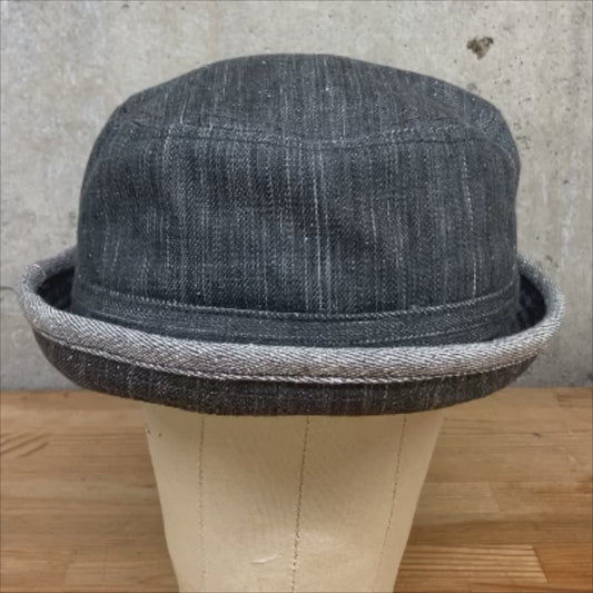 D AND H 14oz gray slab denim pork pie hat fabric from kurashiki