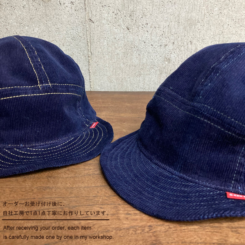 D AND H indigo dyeing corduroy short brim jet cap