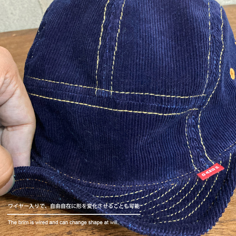 D AND H indigo dyeing corduroy short brim jet cap