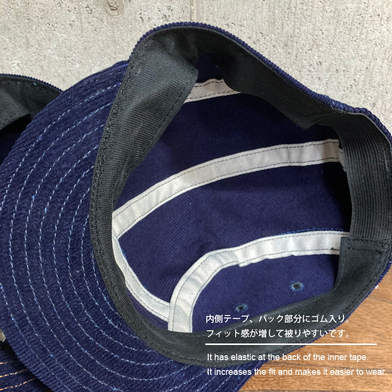 D AND H indigo dyeing corduroy short brim jet cap