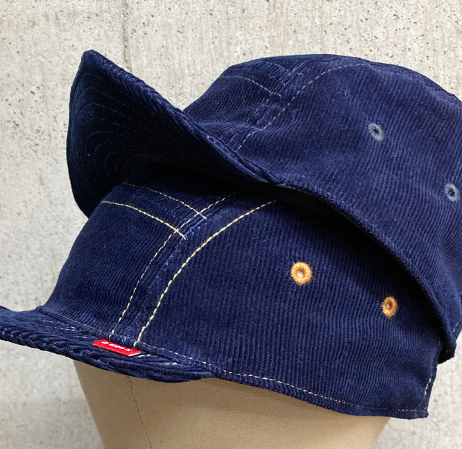 D AND H indigo dyeing corduroy short brim jet cap