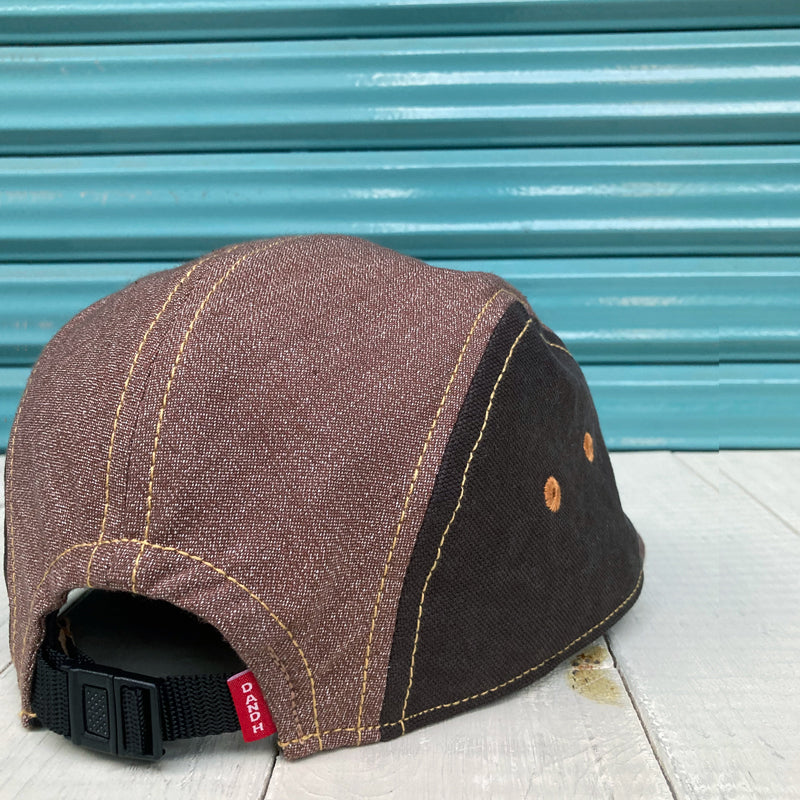 D AND H Brown mix dungaree and Kurashiki canvas combination short brim jet cap