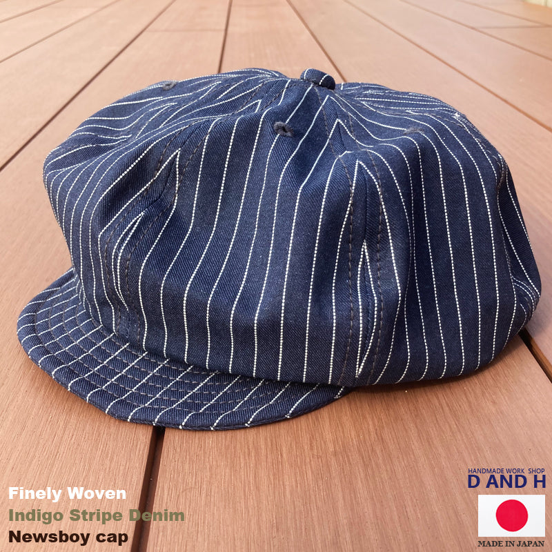 D AND H Indigo stripes newsboy cap 6sizes