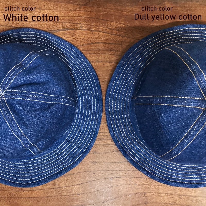 D AND H washed blue denim army hat fabric from kurashiki