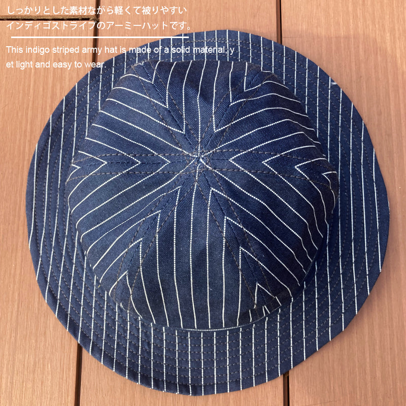 D AND H Indigo stripes Army hat 6sizes