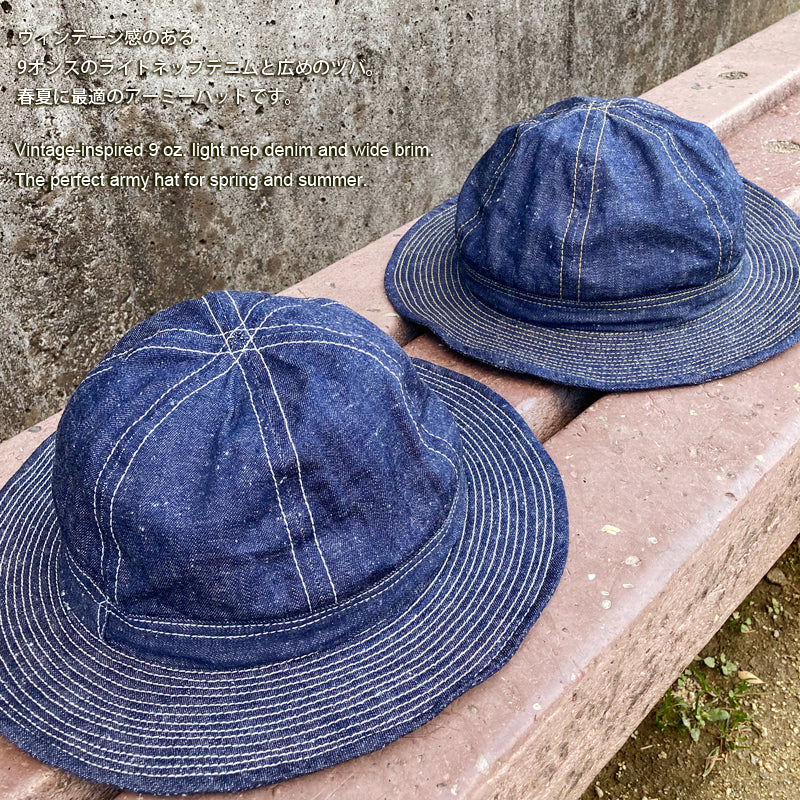 D AND H 9oz Light nepp denim Wide Brim army hat fabric from kurashiki