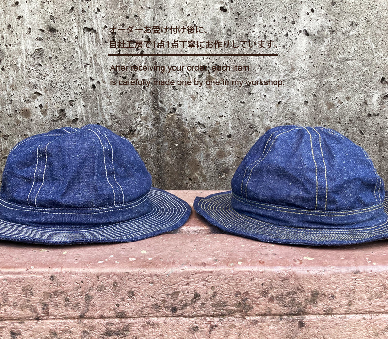 D AND H 9oz Light nepp denim Wide Brim army hat fabric from kurashiki