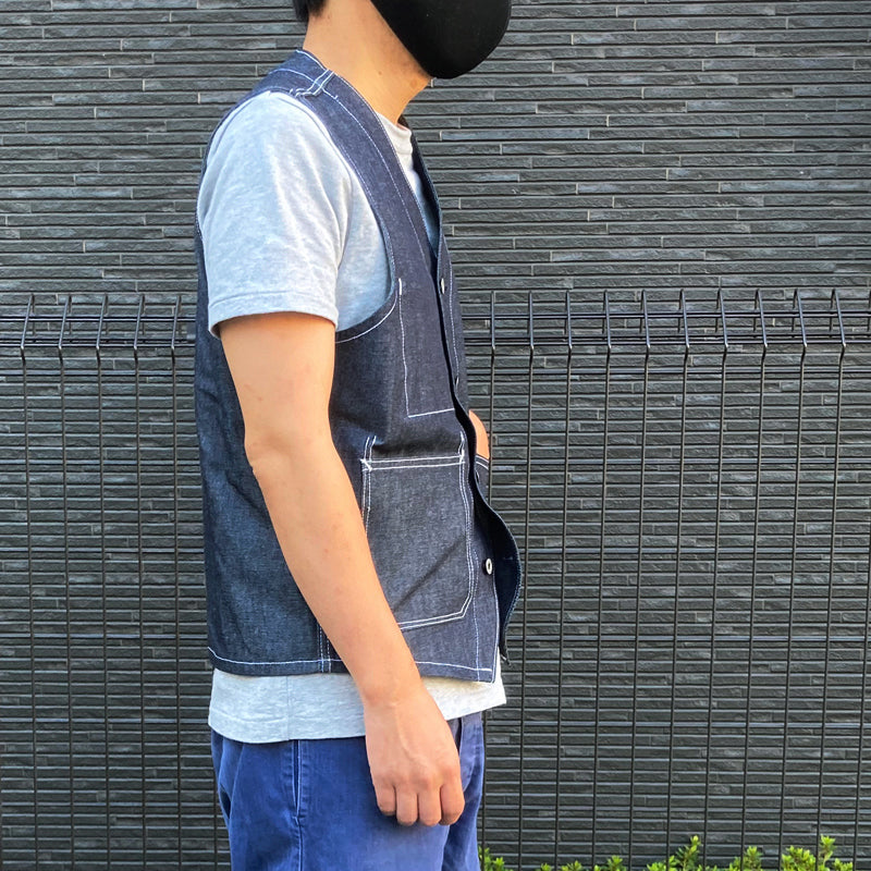 D AND H 12oz denim work vest with japan fabric